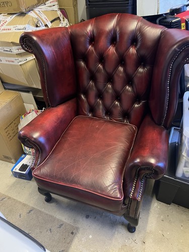 Leather queen anne chair - leather,