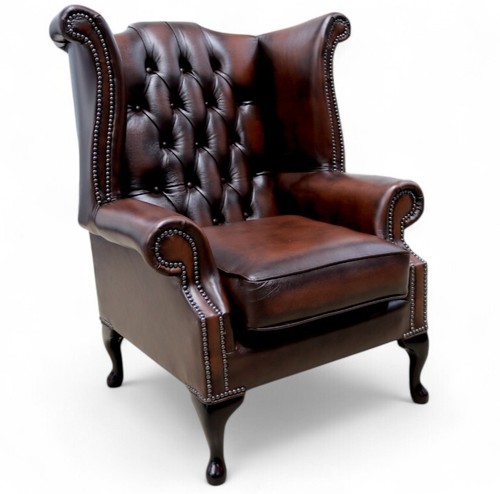 Real leather wing chair - leather,