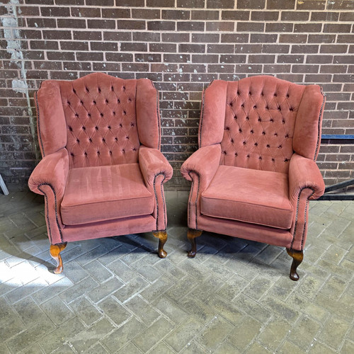 Pair vintage pink velvet - vintage,
