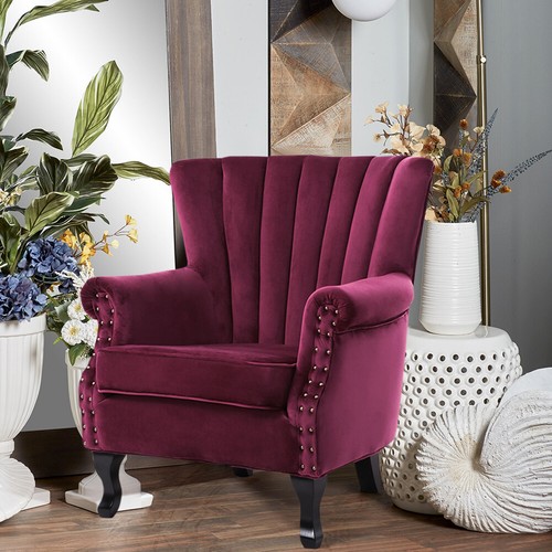 Burgundy velvet armchair - velvet,