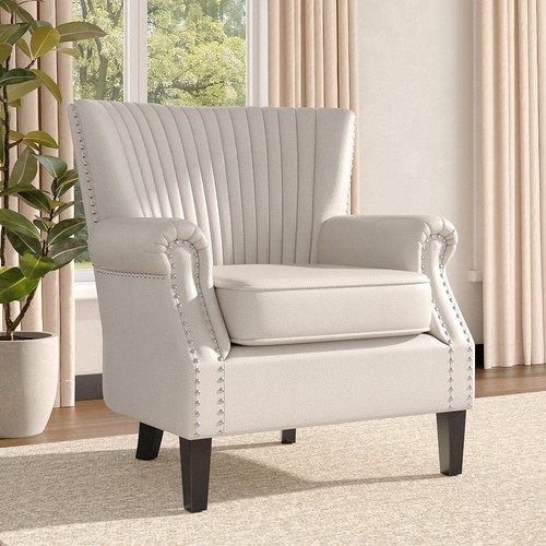 Retro beige armchair - beige, wing
