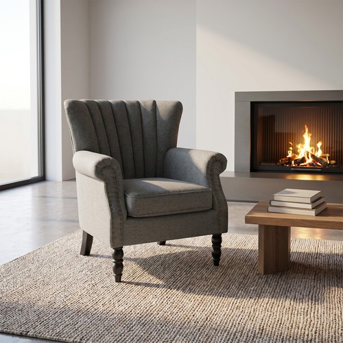 Upholstered linen queen anne - upholstered,