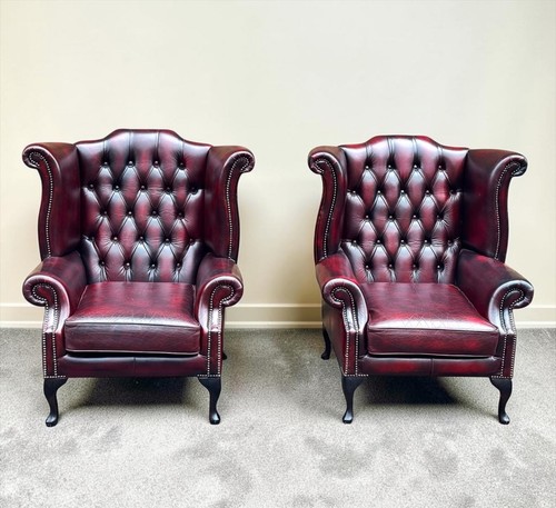 Pair chesterfield oxblood - of,