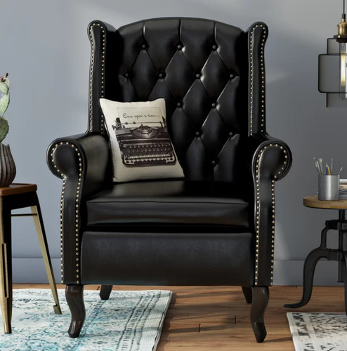 Leather wing chair high back - high,