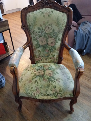 Antique queen ann chair carved - antique,