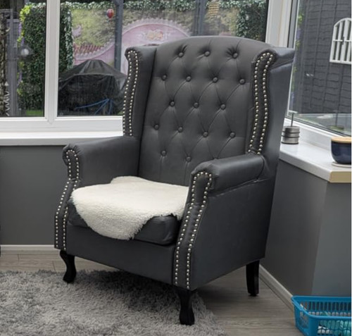 Faux leather wing chair - faux,