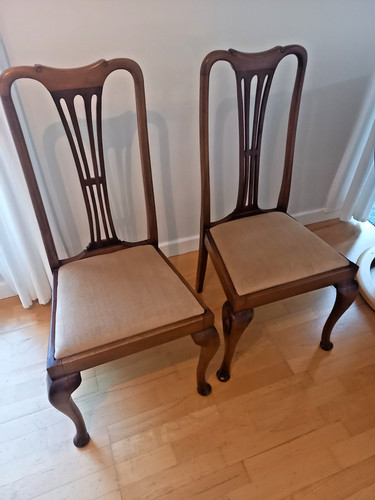 Antique pair dining chairs - antique,