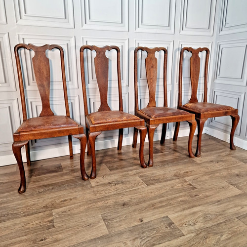 Antique oak dining chairs - oak,