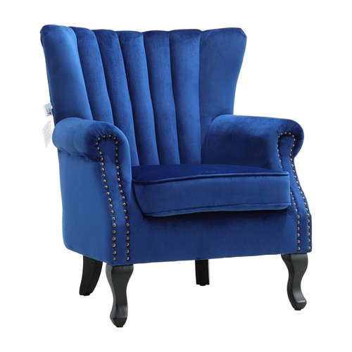 Navy blue velvet queen anne - navy,